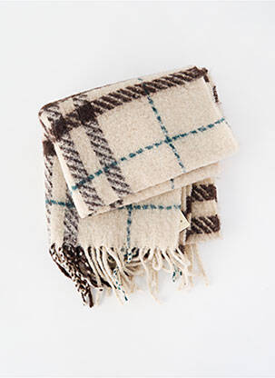 Echarpe imprimé carreaux beige SEE U SOON femme