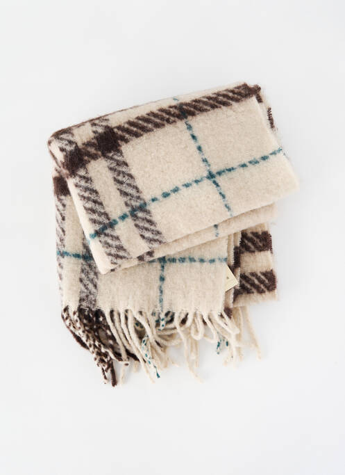 Echarpe imprimé carreaux beige SEE U SOON femme