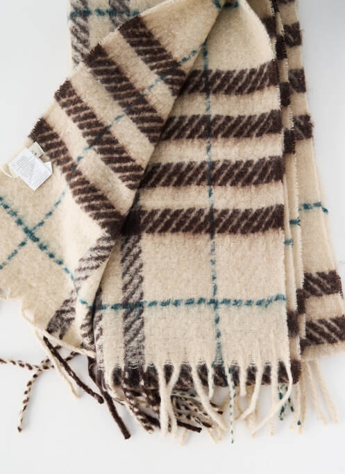 Echarpe imprimé carreaux beige SEE U SOON femme
