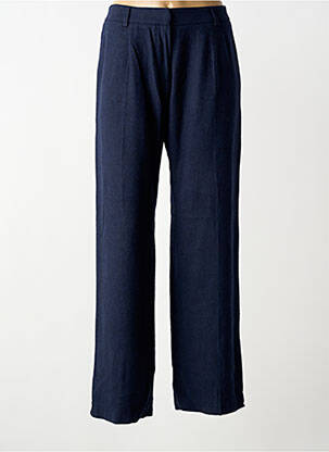 Pantalon large fermeture zippée sous rabat avec crochet taille normale bleu MODETROTTER femme