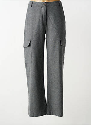 Pantalon large fermeture zippée sous rabat boutonné taille normale gris DIEGA femme