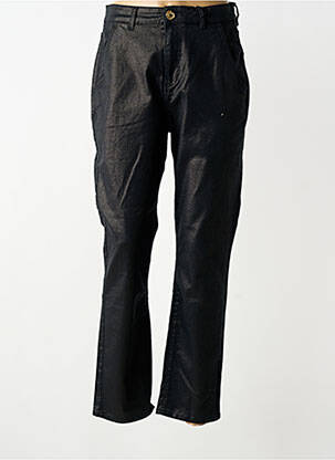 Pantalon chino fermeture zippée sous rabat boutonné taille normale noir LEON & HARPER femme