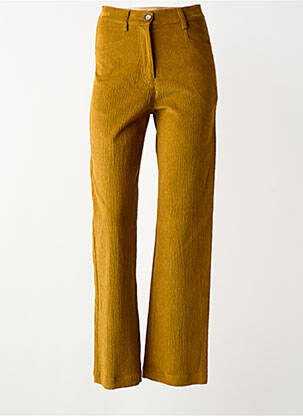 Pantalon droit fermeture zippée sous rabat boutonné taille normale jaune MOMONI femme