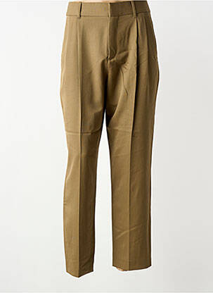 Pantalon droit tissage popeline taille normale vert MASSCOB femme