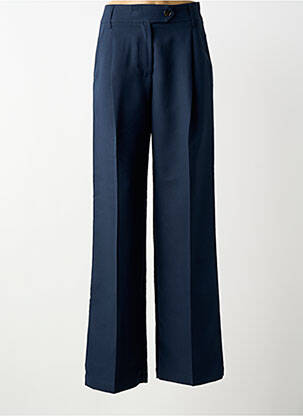 Pantalon large fermeture zippée sous rabat boutonné taille haute bleu ATTIC AND BARN femme