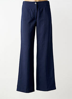 Pantalon large fermeture zippée sous rabat boutonné taille normale bleu POMANDERE femme