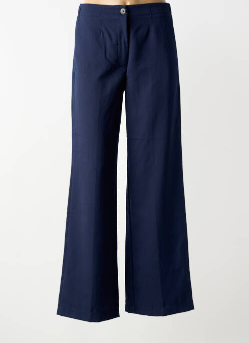 Pantalon large fermeture zippée sous rabat boutonné taille normale bleu POMANDERE femme