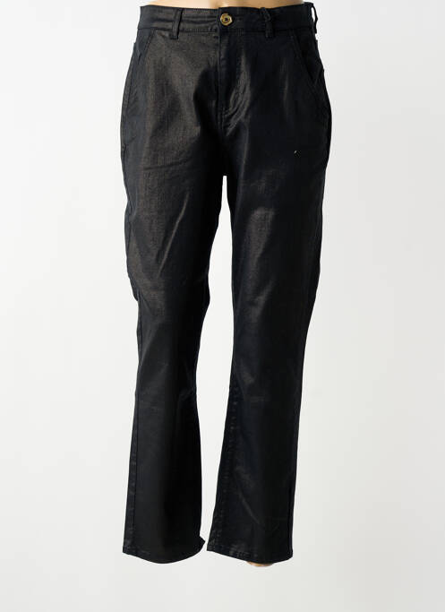 Pantalon chino fermeture zippée sous rabat boutonné taille normale noir LEON & HARPER femme