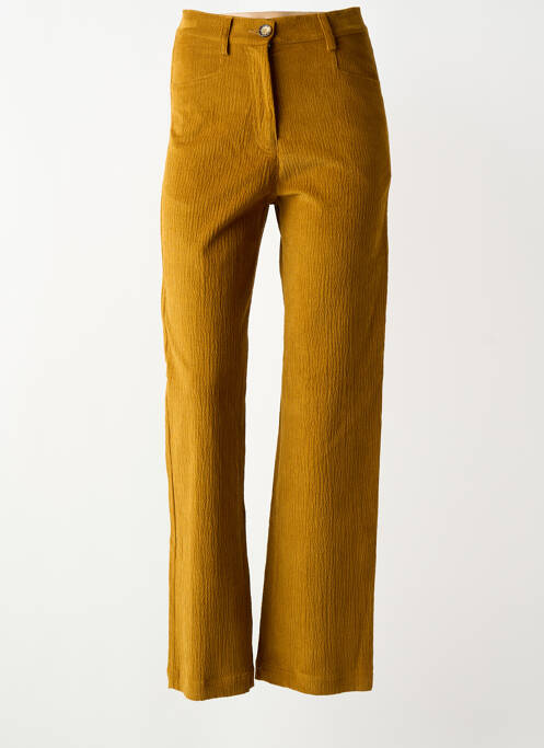 Pantalon droit fermeture zippée sous rabat boutonné taille normale jaune MOMONI femme