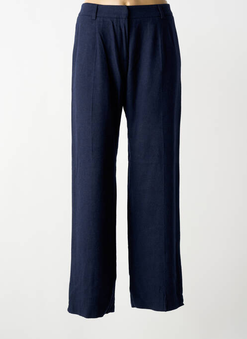 Pantalon large fermeture zippée sous rabat avec crochet taille normale bleu MODETROTTER femme