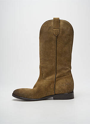 Bottes bout rond talon plat jusqu'à 3cm marron STRATEGIA femme