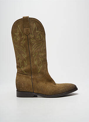 Bottes bout rond talon plat jusqu'à 3cm marron STRATEGIA femme