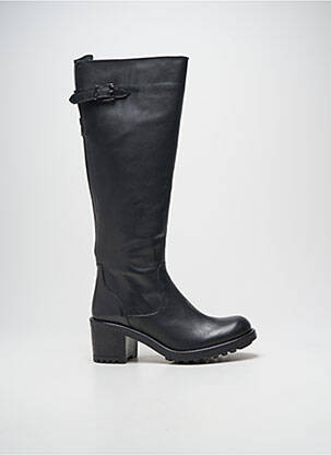 Bottes tissage satiné talon de 4 à 6cm noir NGY femme