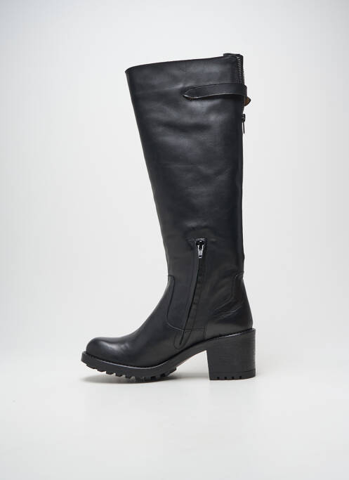 Bottes tissage satiné talon de 4 à 6cm noir NGY femme