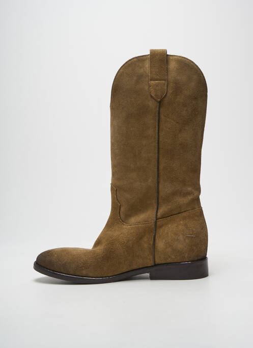 Bottes bout rond talon plat jusqu'à 3cm marron STRATEGIA femme