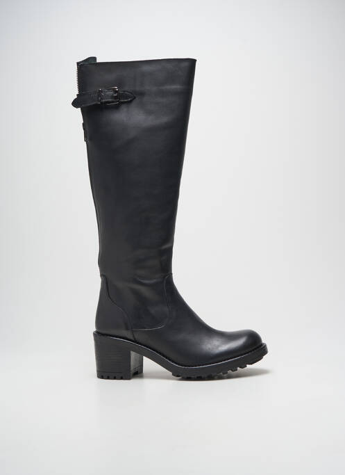 Bottes tissage satiné talon de 4 à 6cm noir NGY femme