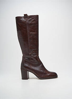 Bottes tissage satiné talon de 7 à 9cm marron MURATTI femme
