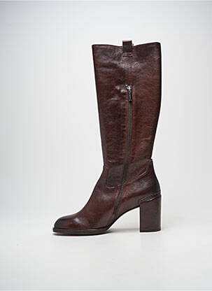 Bottes tissage satiné talon de 7 à 9cm marron MURATTI femme