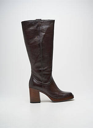 Bottes tissage satiné talon de 7 à 9cm marron MJUS femme