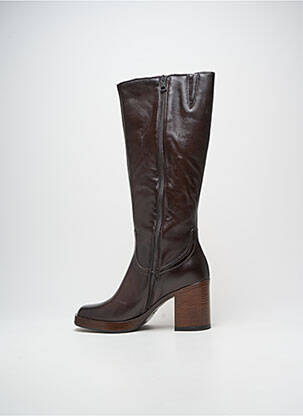 Bottes tissage satiné talon de 7 à 9cm marron MJUS femme