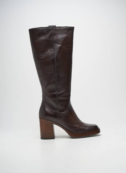 Bottes matière lisse talon de 7 à 9cm marron MJUS femme