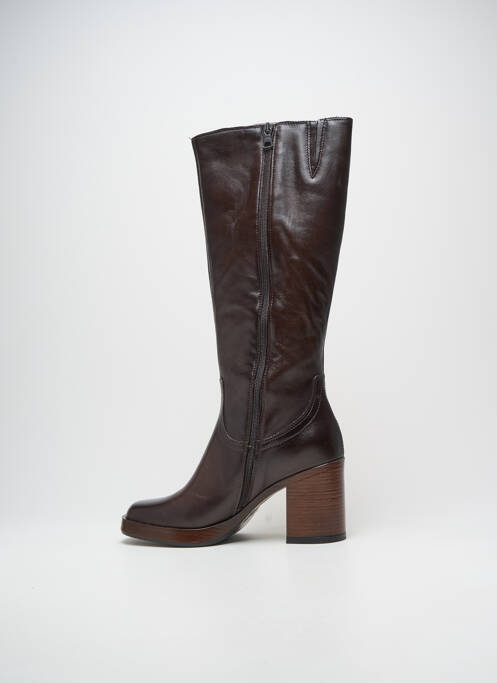 Bottes matière lisse talon de 7 à 9cm marron MJUS femme