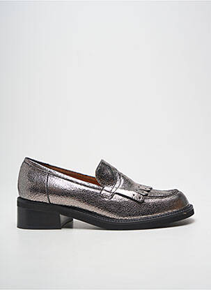 Mocassins tissage satiné talon de 4 à 6cm argent LES:VENUES femme