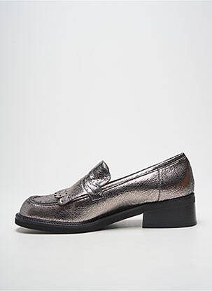 Mocassins tissage satiné talon de 4 à 6cm argent LES:VENUES femme