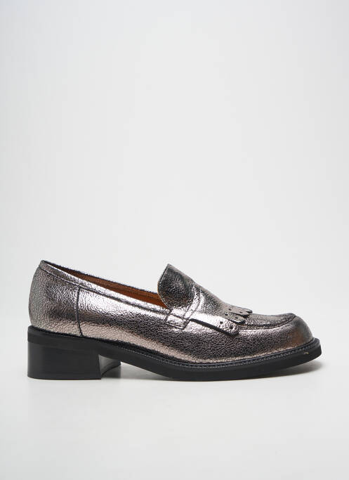 Mocassins tissage satiné talon de 4 à 6cm argent LES:VENUES femme