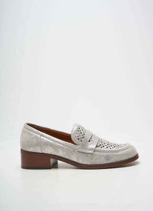 Mocassins tissage satiné talon plat jusqu'à 3cm argent LES:VENUES femme