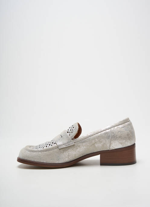 Mocassins tissage satiné talon plat jusqu'à 3cm argent LES:VENUES femme