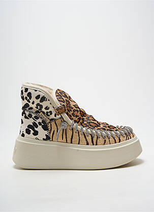 Bottines/boots tissage satiné talon de 4 à 6cm beige NAN-KU femme