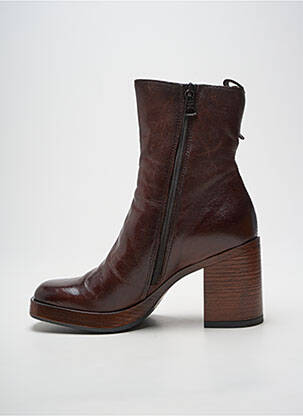 Bottines/boots tissage satiné talon de 7 à 9cm marron MJUS femme