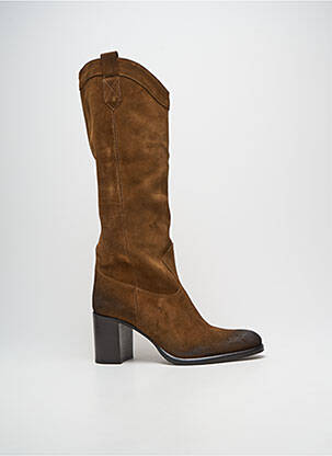 Bottes nubuck talon de 7 à 9cm marron STRATEGIA femme