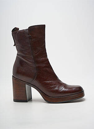 Bottines/boots tissage satiné talon de 7 à 9cm marron MJUS femme