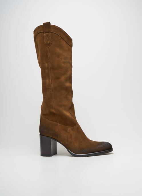 Bottes nubuck talon de 7 à 9cm marron STRATEGIA femme