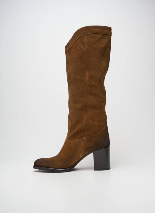 Bottes nubuck talon de 7 à 9cm marron STRATEGIA femme