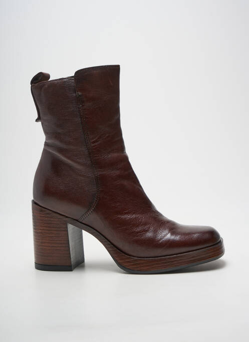 Bottines/boots tissage satiné talon de 7 à 9cm marron MJUS femme