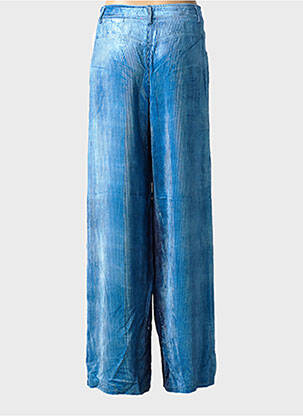 Pantalon large fermeture zippée sous rabat boutonné taille normale bleu FORTE-FORTE femme