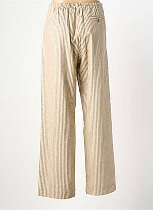 Pantalon large fermeture zippée sous rabat boutonné taille normale beige HOD femme