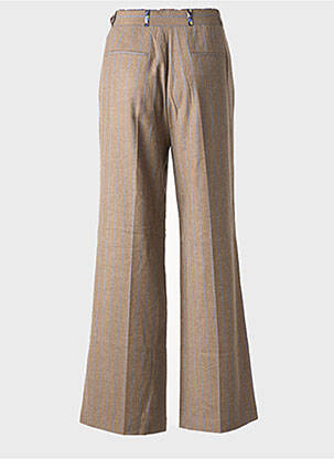 Pantalon large fermeture zippée sous rabat avec crochet taille normale marron MALIPARMI femme