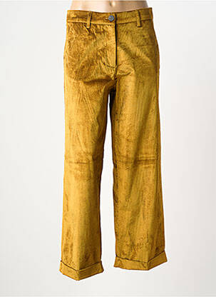 Pantalon droit fermeture zippée sous rabat boutonné taille normale jaune MOMONI femme