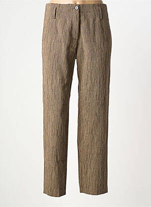 Pantalon droit fermeture zippée sous rabat boutonné taille normale marron POMANDERE femme