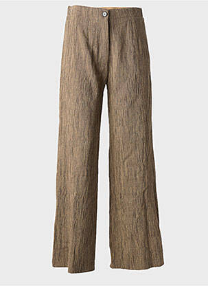 Pantalon large fermeture zippée sous rabat boutonné taille normale marron POMANDERE femme