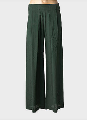 Pantalon large tissage popeline taille haute vert MOMONI femme