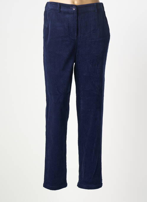 Pantalon droit fermeture zippée sous rabat boutonné taille normale bleu BELLA JONES femme