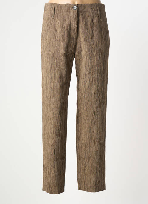 Pantalon droit fermeture zippée sous rabat boutonné taille normale marron POMANDERE femme