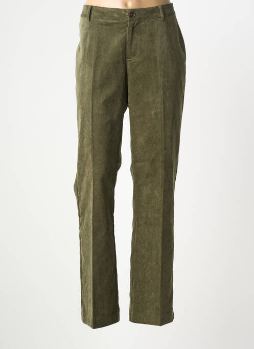 Pantalon droit fermeture zippée sous rabat boutonné taille normale vert MKT STUDIO femme