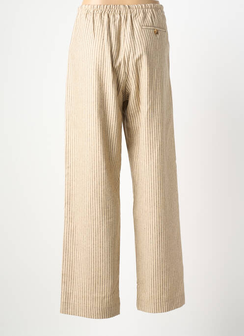 Pantalon large fermeture zippée sous rabat boutonné taille normale beige HOD femme