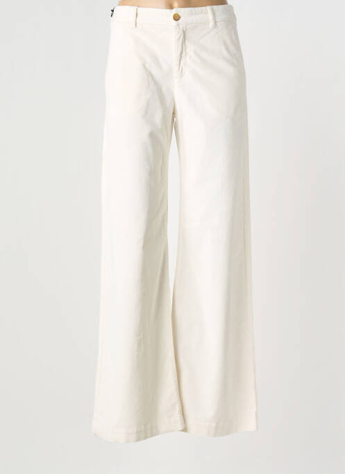 Pantalon large fermeture zippée sous rabat boutonné taille normale blanc FIVE femme